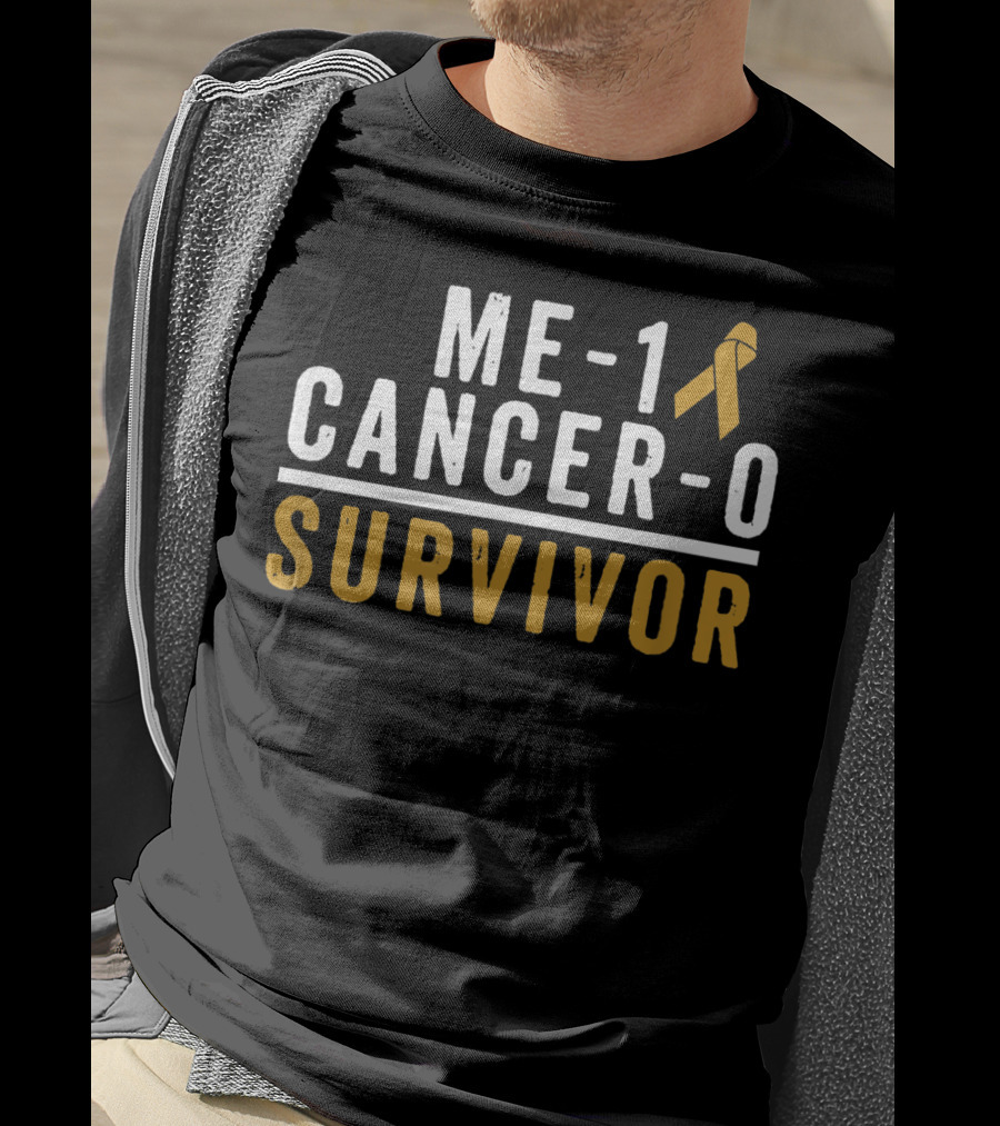Me-1 Cancer-0 Survivor Gold Ribbon Awareness T-Shirt