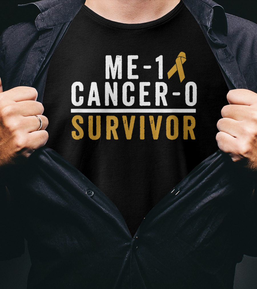 Me-1 Cancer-0 Survivor Gold Ribbon Awareness T-Shirt