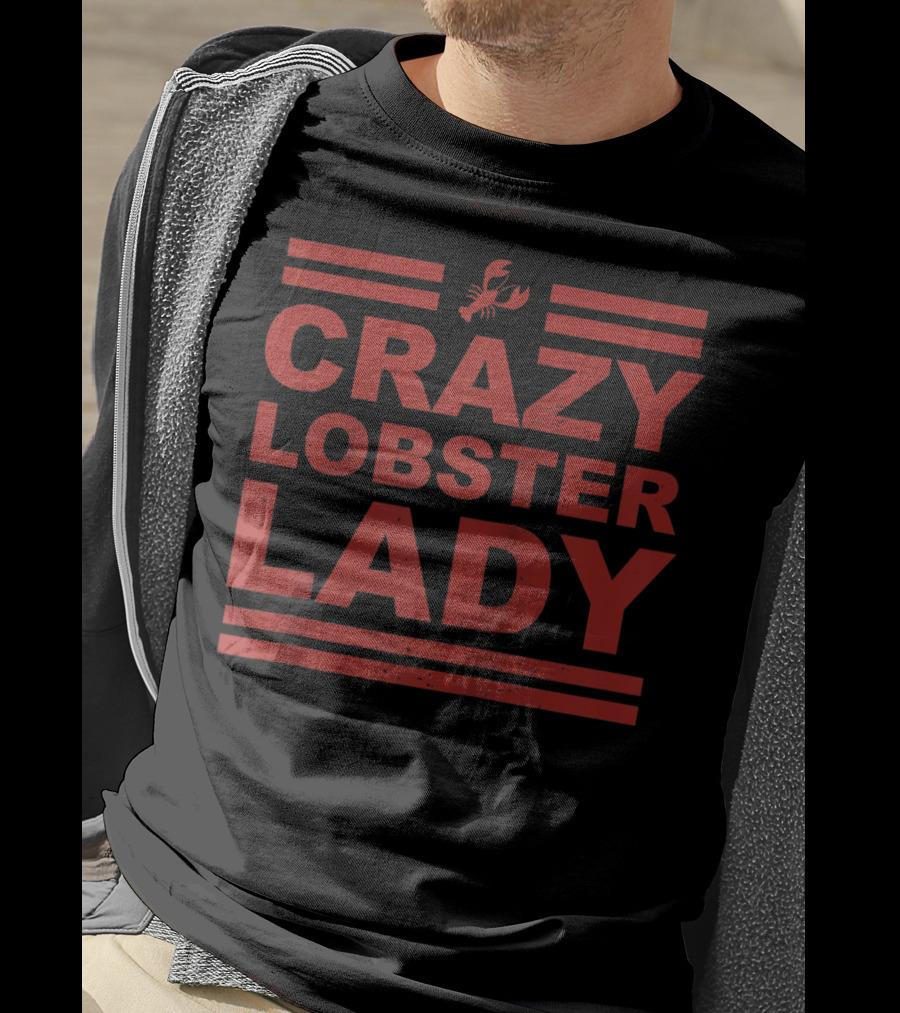 CRAZY LOBSTER LADY Funny Crawfish Red Raglan Baseball T-Shirt