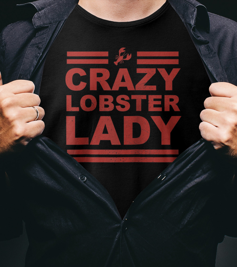 CRAZY LOBSTER LADY Funny Crawfish Red Raglan Baseball T-Shirt