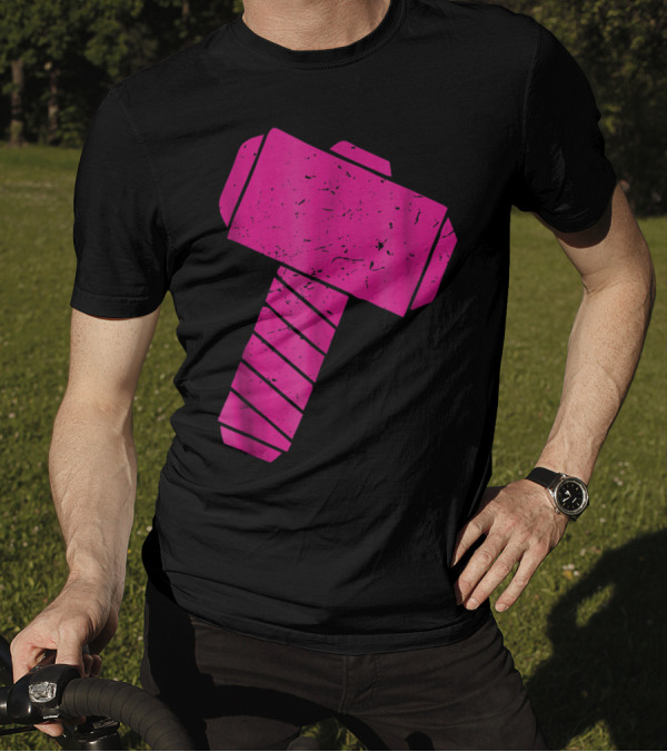 Distressed Magenta Mjolnir Thor's Hammer Odin Mythology T-Shirt