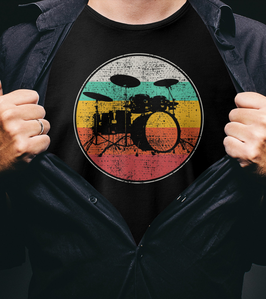 Drumset Vintage Retro Drums Drummer Band T-Shirt