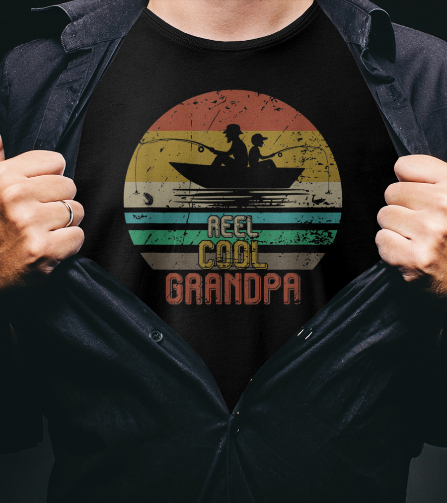 Reel Cool Grandpa Vintage Fishing Grandpa T-Shirt