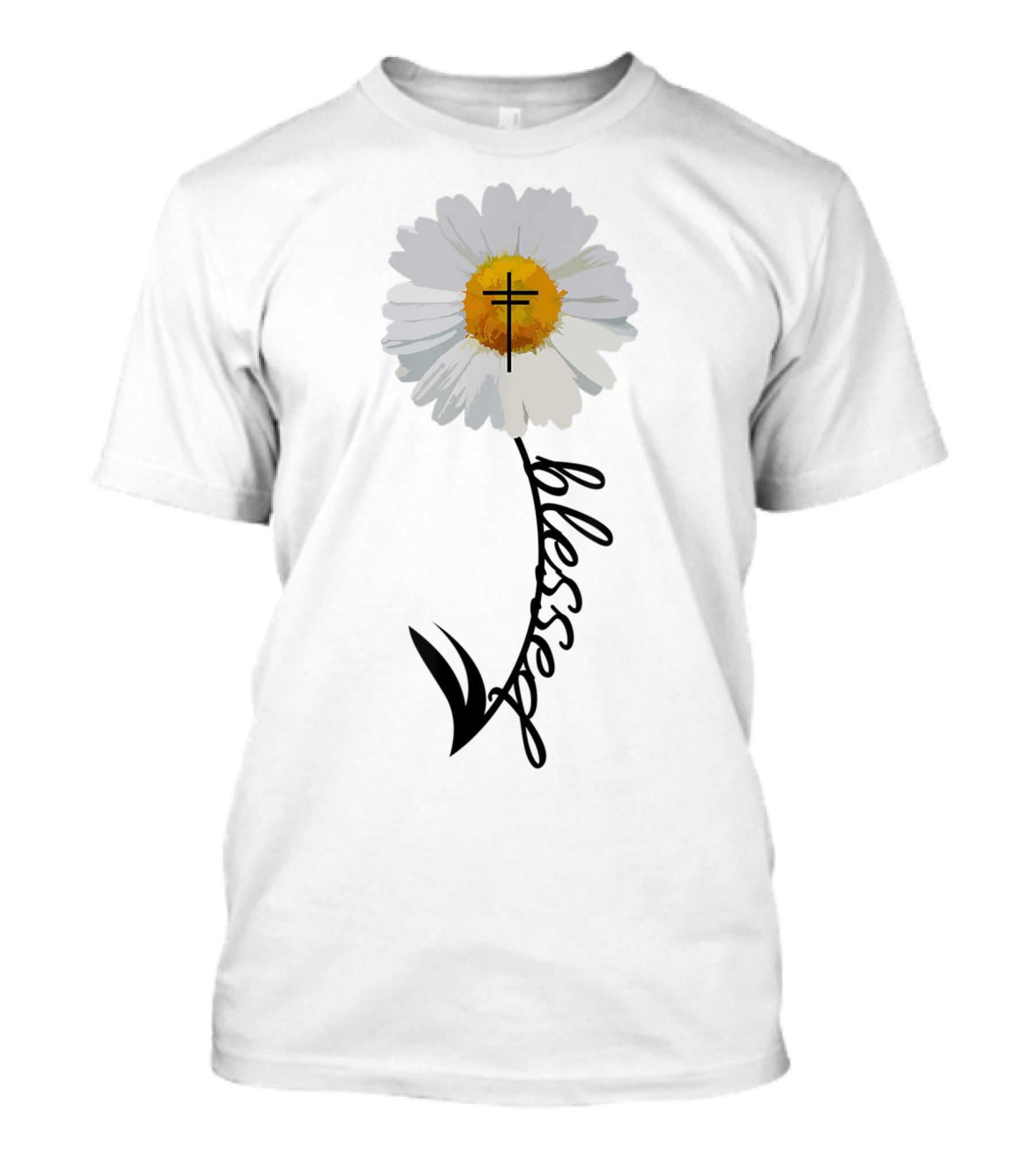 Blessed Cross Christian Religious Daisy Trendy T-Shirt