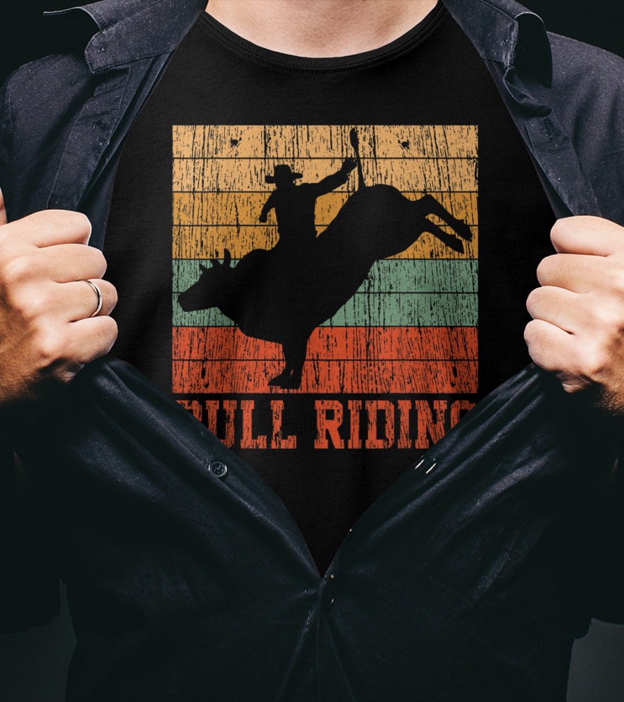 Bull Riding Vintage Rodeo Western Country Retro Cowboy T-Shirt