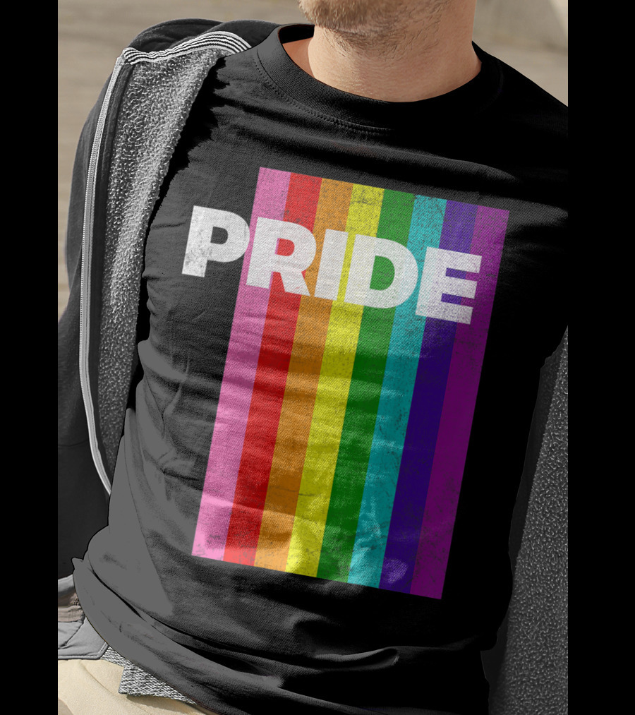 PRIDE Distressed Rainbow Stripes T-Shirt