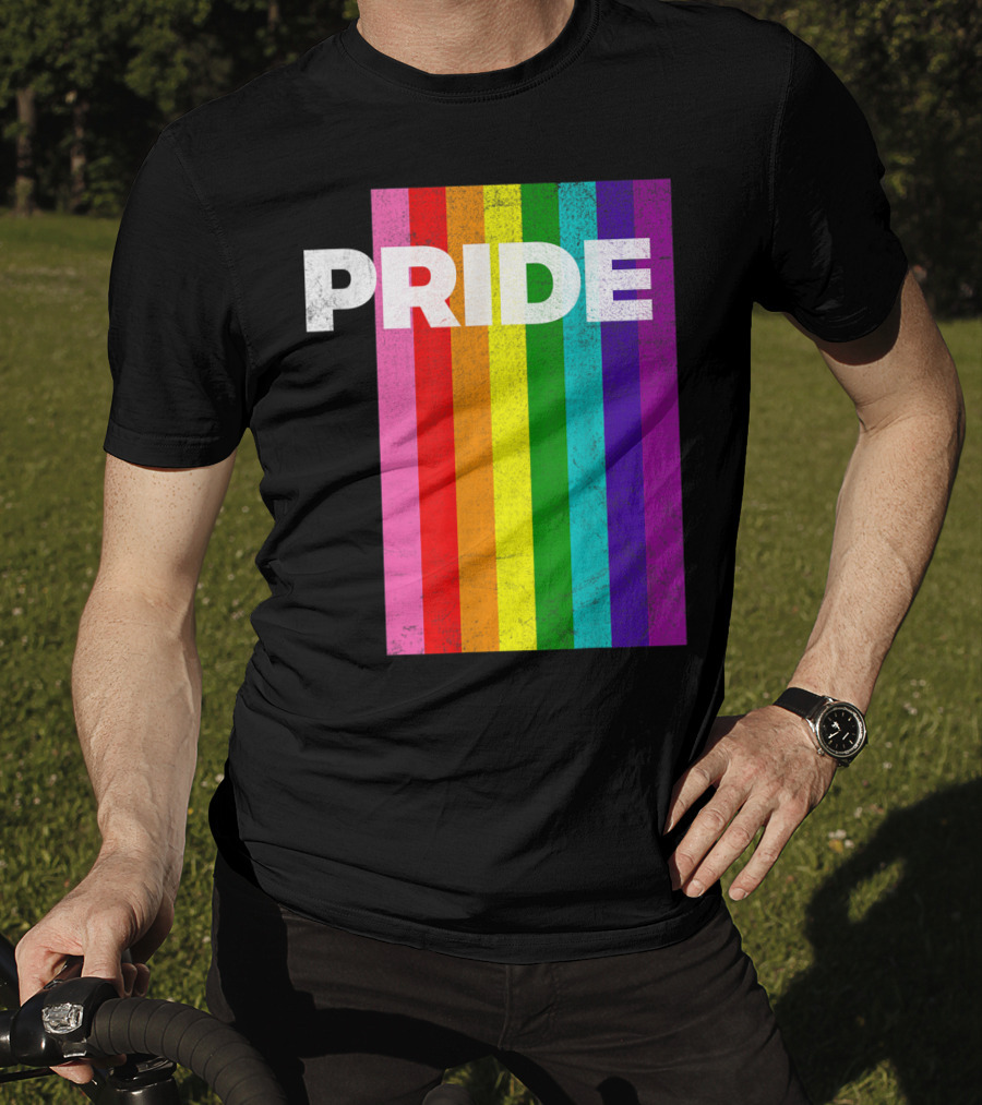 PRIDE Distressed Rainbow Stripes T-Shirt
