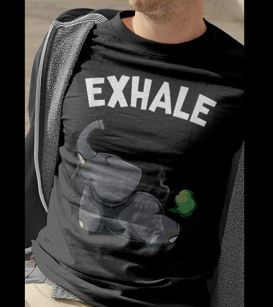 Exhale Funny Cute Farting Elephant Yoga Namaste Workout T-Shirt