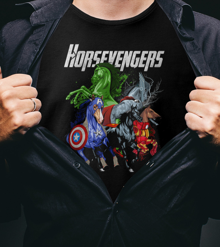 Horsevengers Funny Horse Superhero Parody Quintet T-Shirt