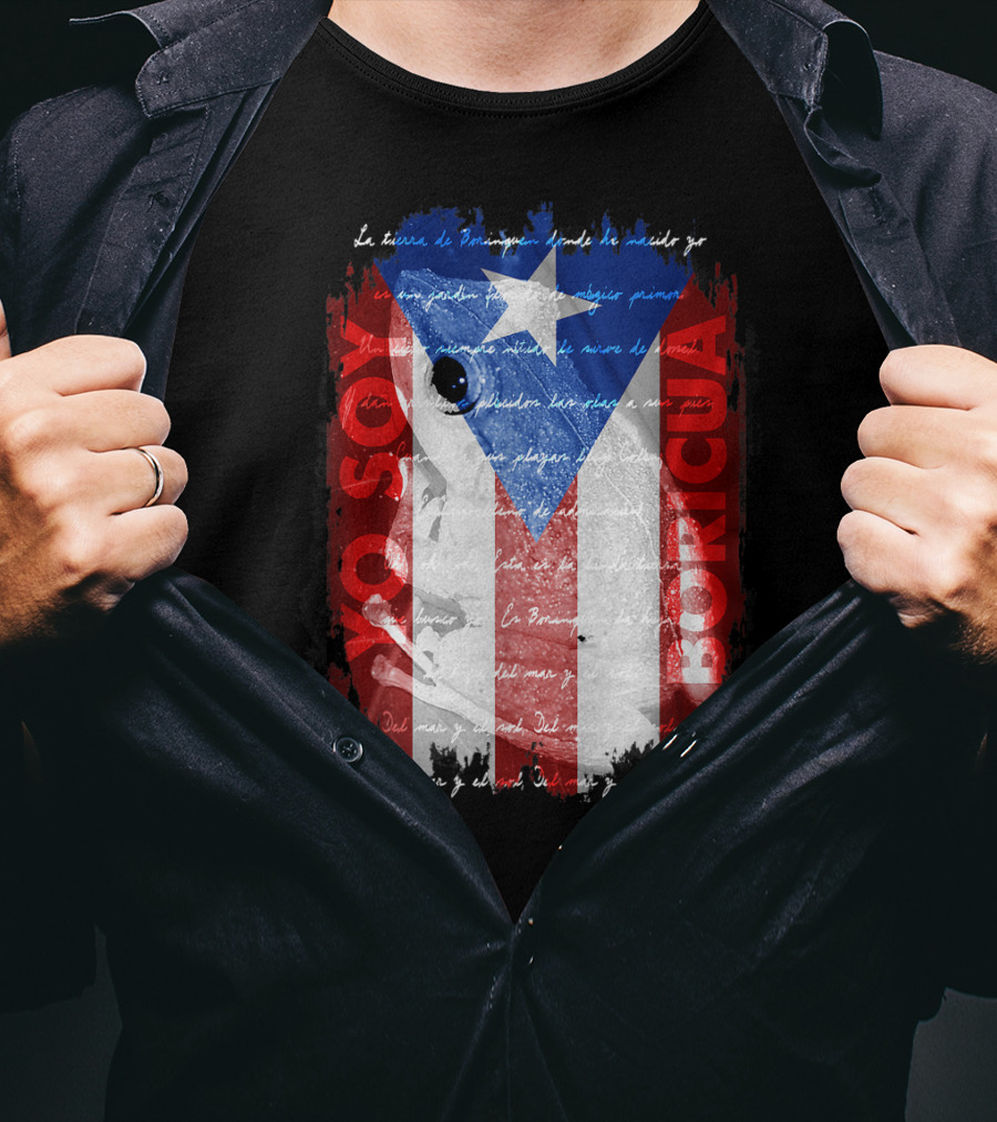 Coqui Yo Soy Boricua Puerto Rico Flag Text T-Shirt