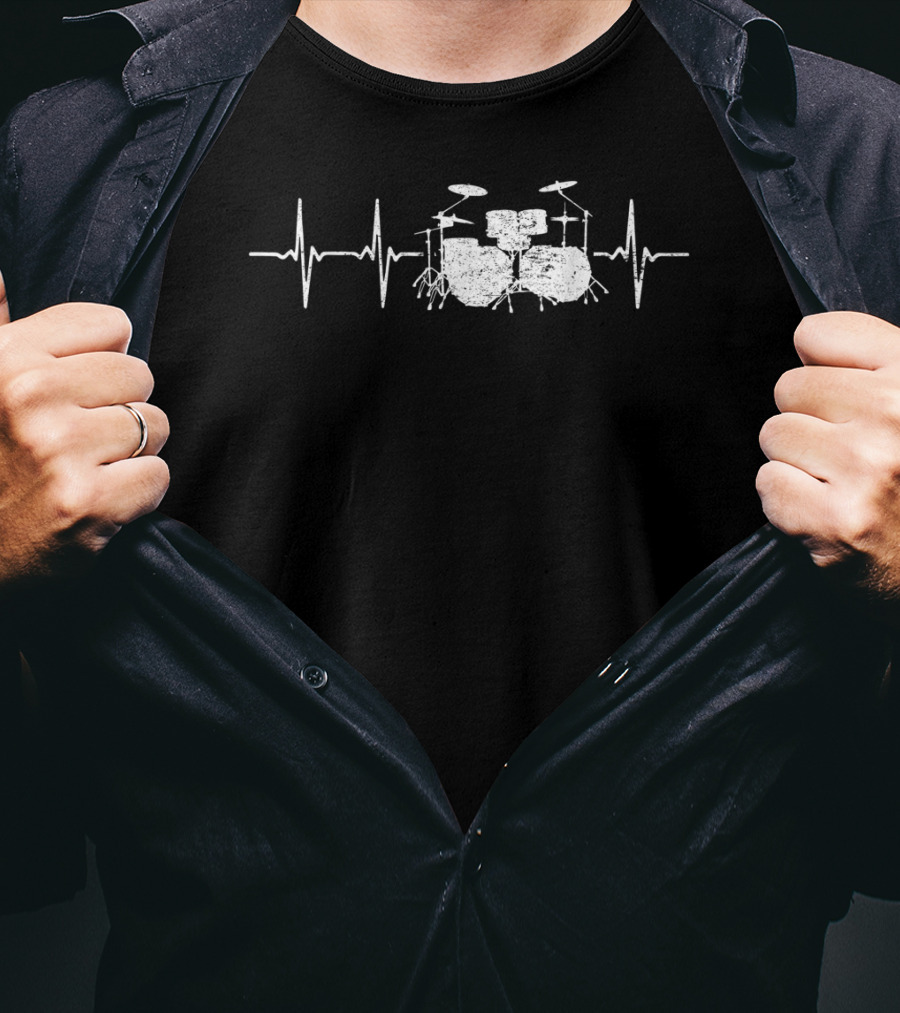 Heartbeat Drums Rock Music Lover Band T-Shirt