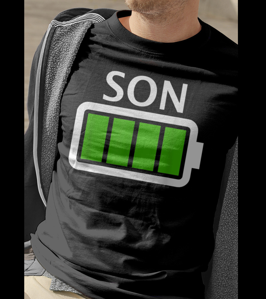 Family Matching Funny Son Fully Charged Battery T-Shirt
