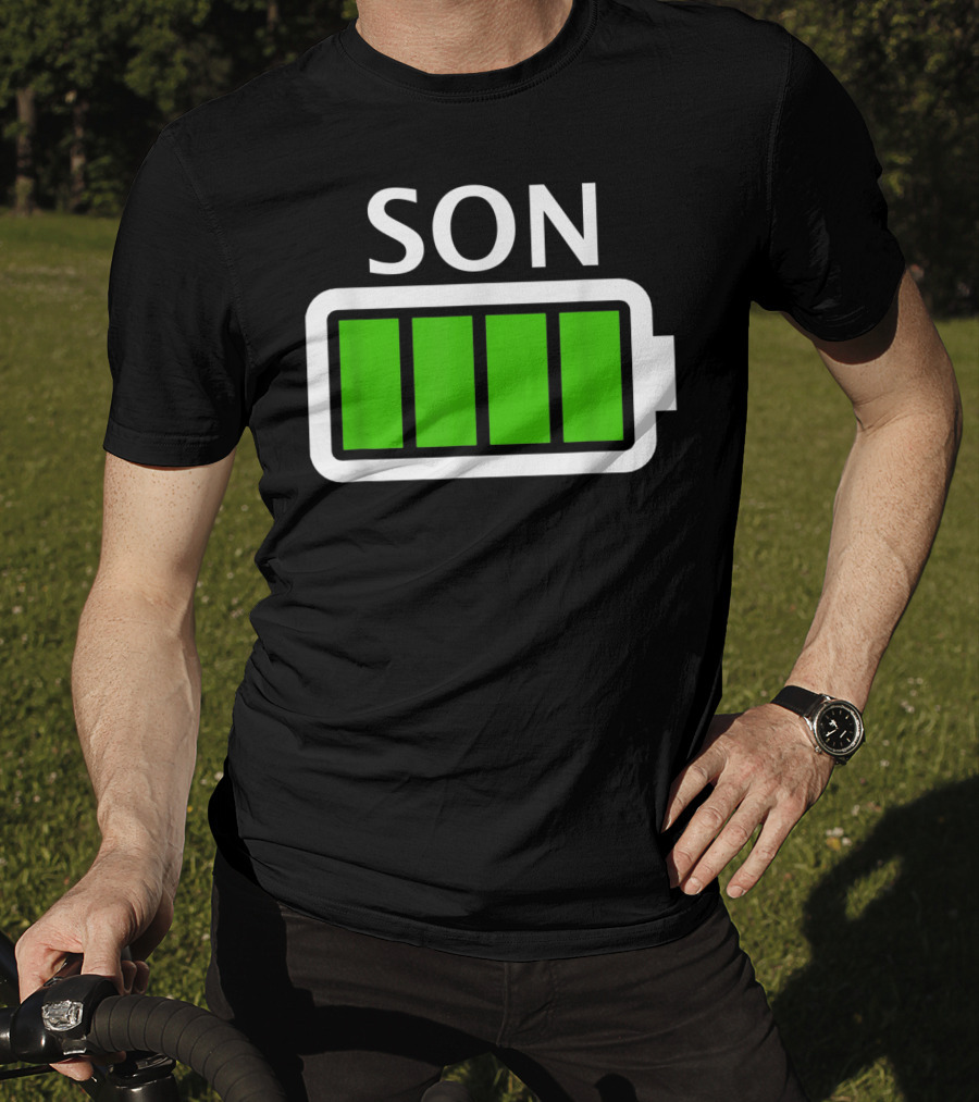 Family Matching Funny Son Fully Charged Battery T-Shirt
