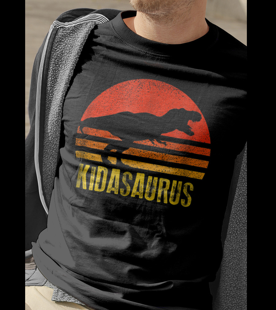 Kidasaurus Dinosaur Silhouette Vintage Sunset T-Shirt