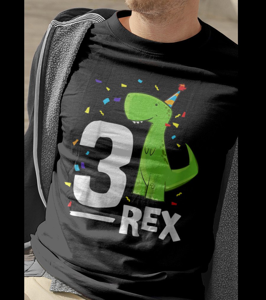 3 Rex Kids Threerex Birthday Party Dinosaur T-Shirt