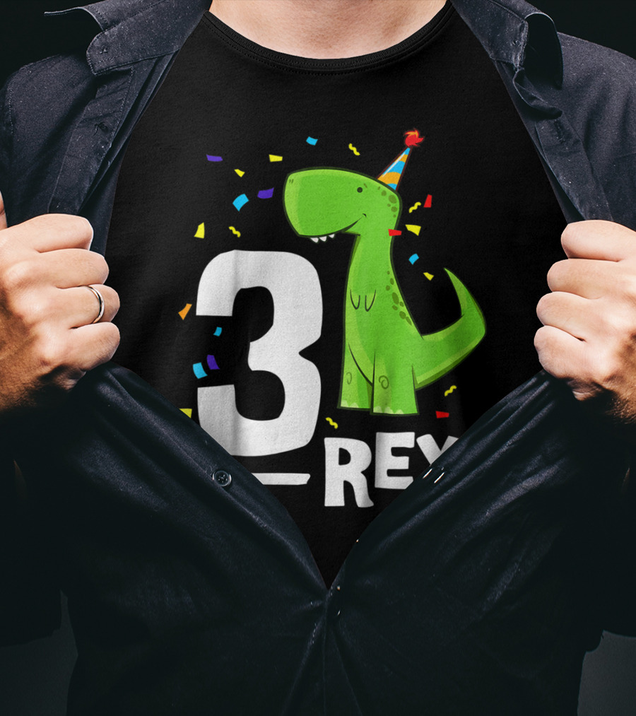 3 Rex Kids Threerex Birthday Party Dinosaur T-Shirt