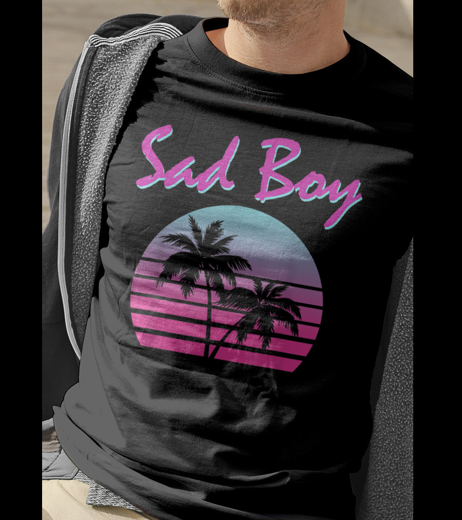 Sad Boy Aesthetic Vaporwave 90s 80s Palm Trees Sunset T-Shirt