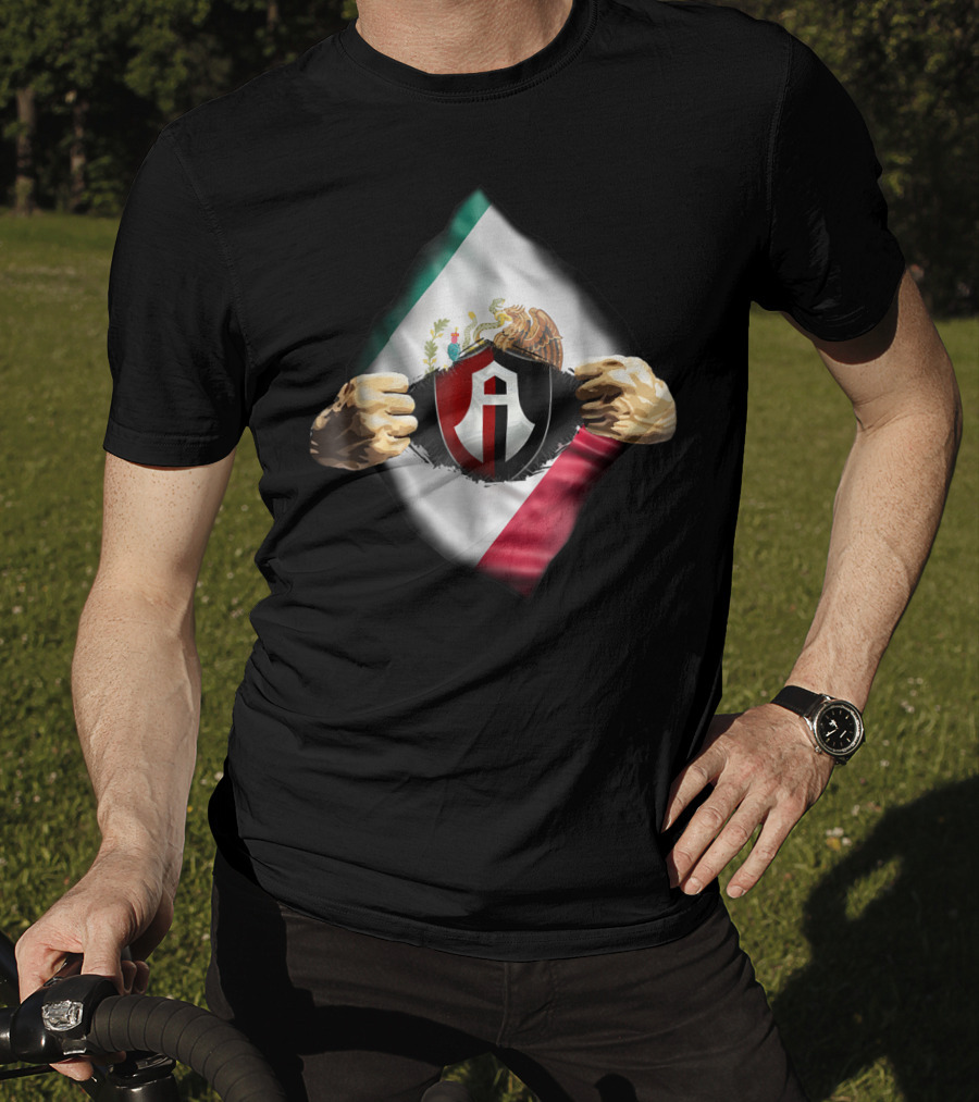 Atlas Heartbeat Love Funny Fan Atlas FC Mexican Flag Emblem T-Shirt