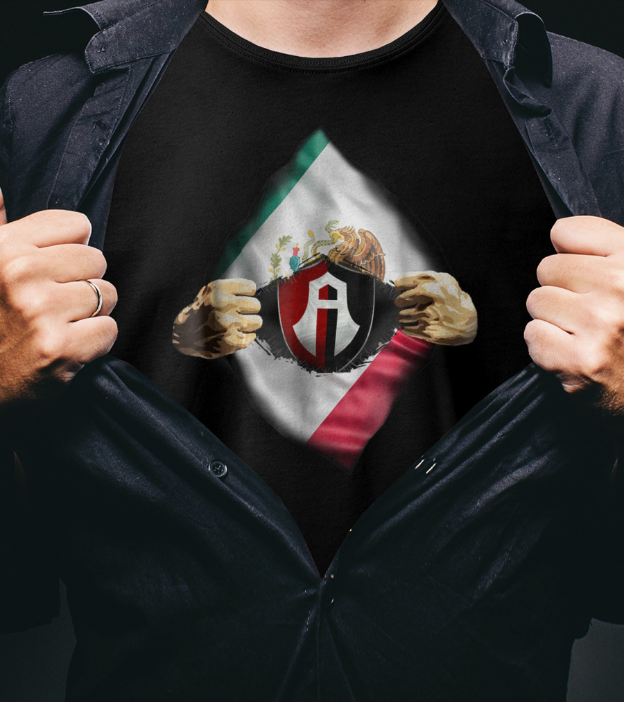 Atlas Heartbeat Love Funny Fan Atlas FC Mexican Flag Emblem T-Shirt