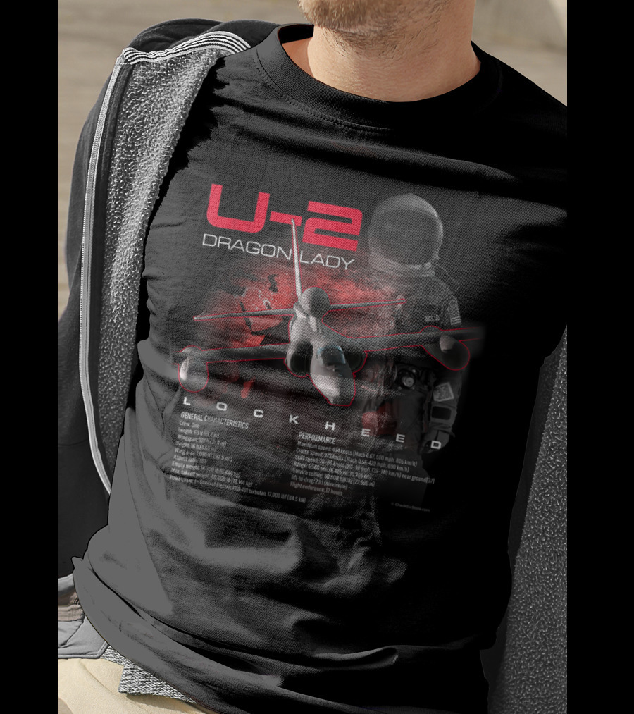 U-2 Dragon Lady Lockheed Spy Plane Pilot And Aircraft Performance Data T-Shirt