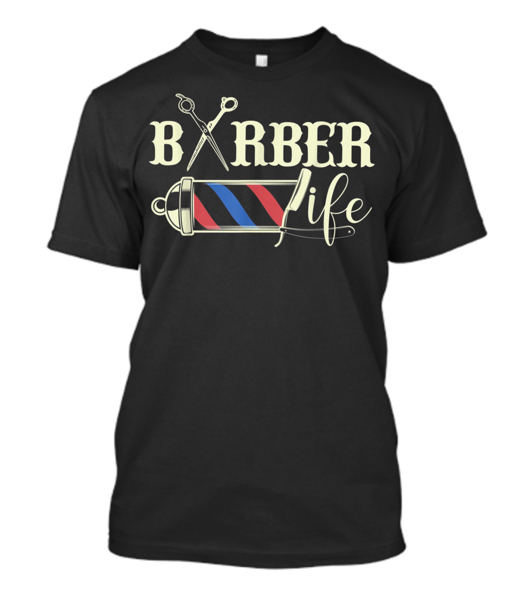 Barber Life Pole Scissors Blade Vintage For Him T-Shirt