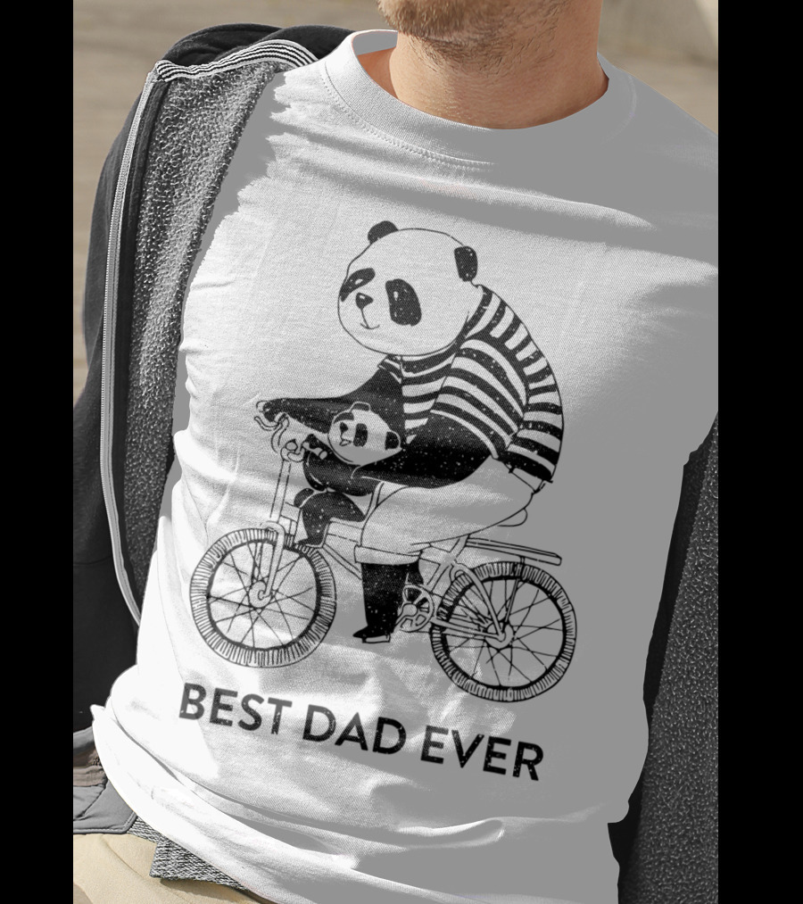 Best Dad Ever Panda Dad And Kid On Bicycle T-Shirt