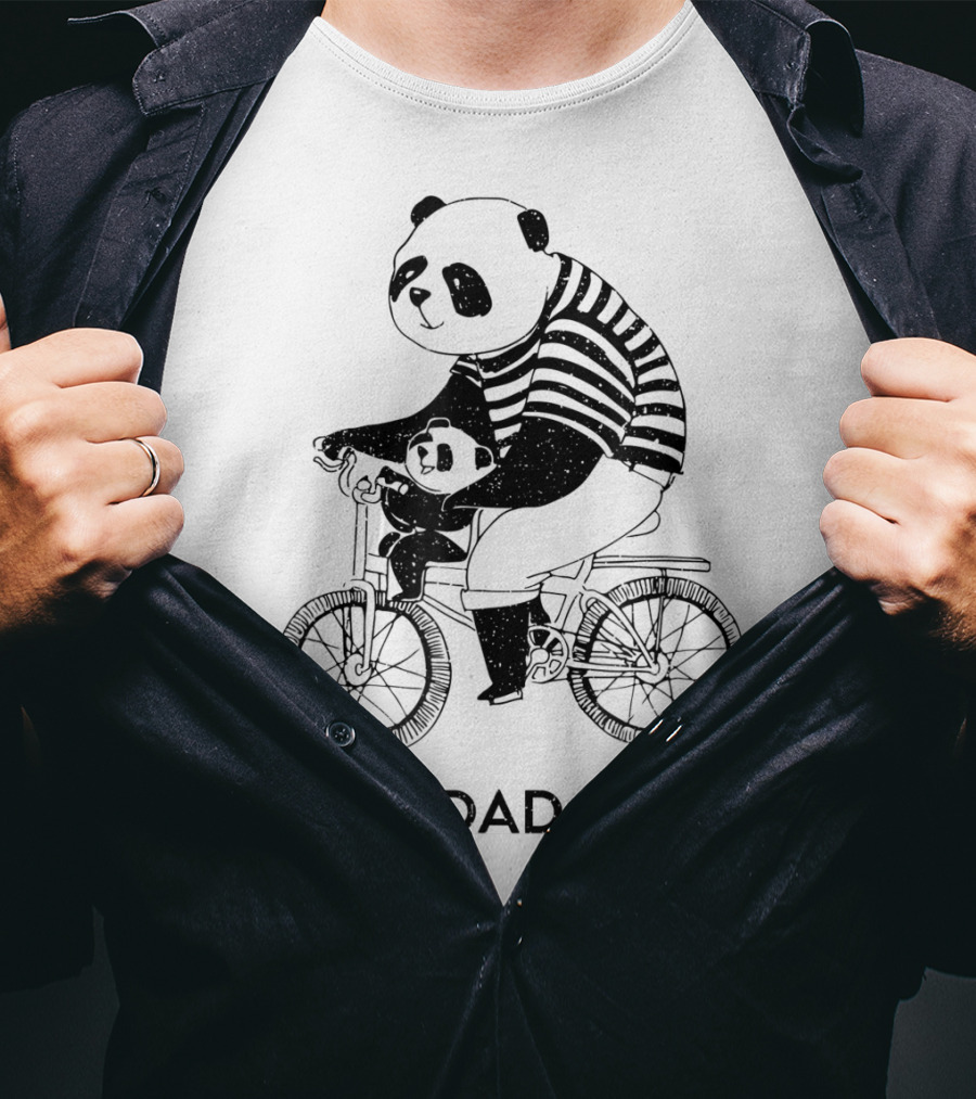 Best Dad Ever Panda Dad And Kid On Bicycle T-Shirt