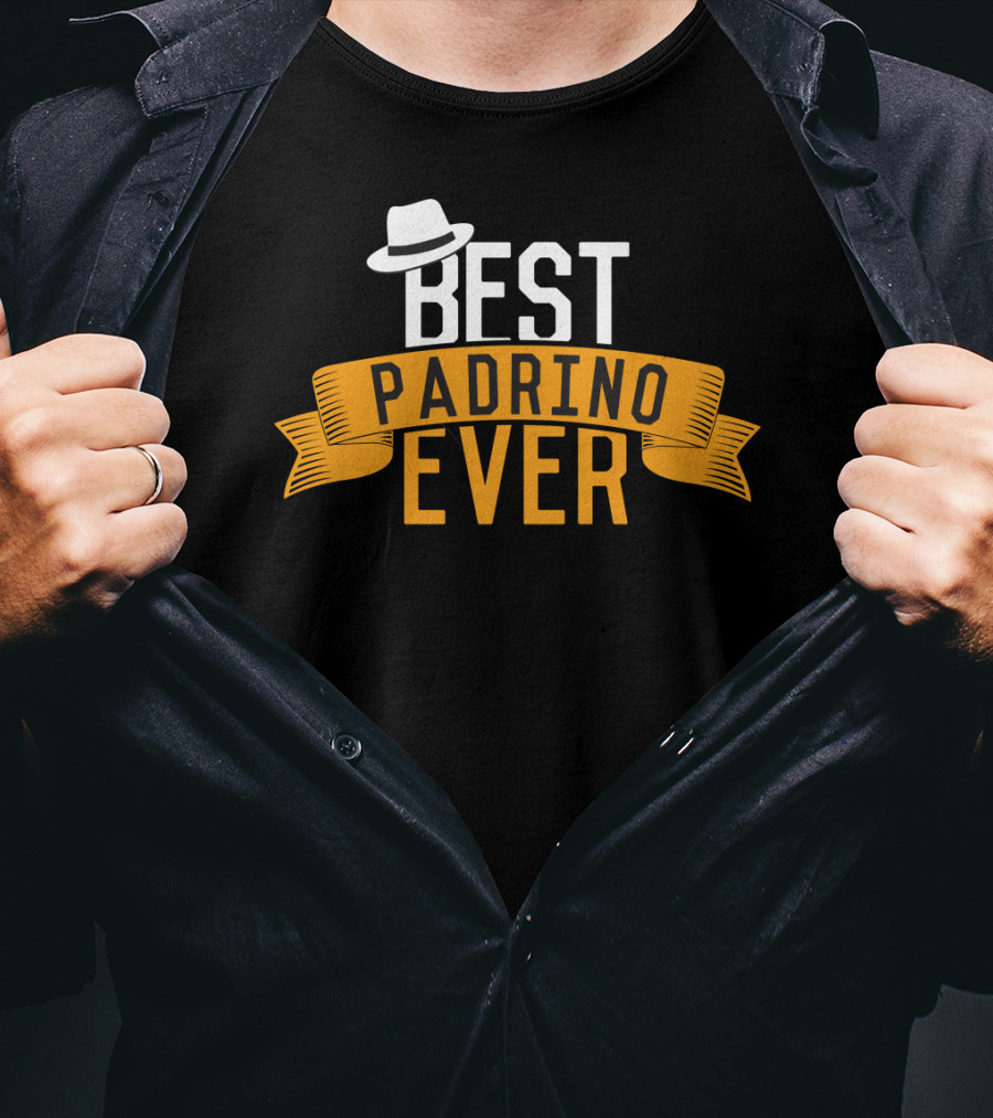 Best Padrino Ever Godfather Favorito With White Hat Banner T-Shirt