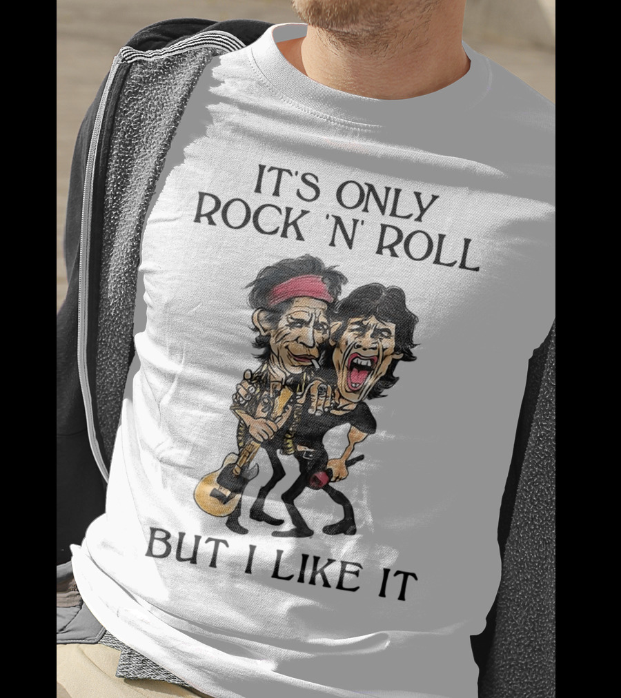 It's Only Rock 'n' Roll But I Like It Cartoon Figures With Guitar And Microphone T-Shirt