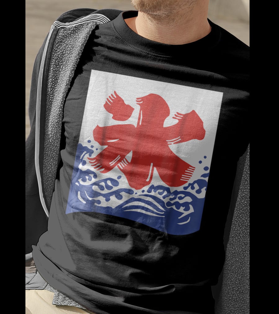 Kakigori Japanese Shaved Ice Kanji Flag With Water Waves T-Shirt