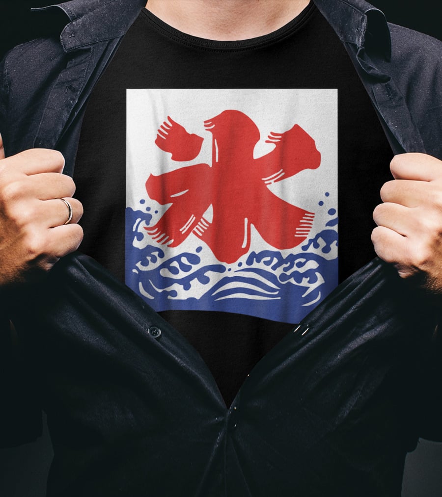 Kakigori Japanese Shaved Ice Kanji Flag With Water Waves T-Shirt