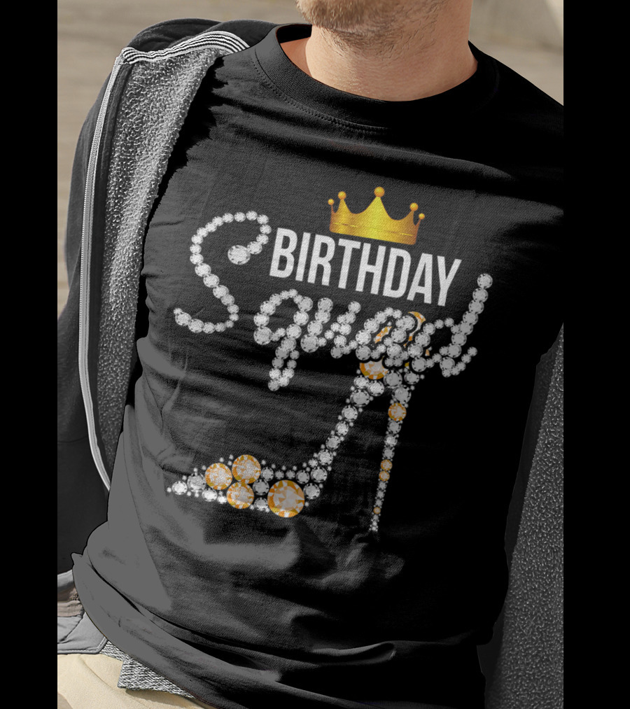 Birthday Squad Girly Golden Crown Pink Shoe T-Shirt
