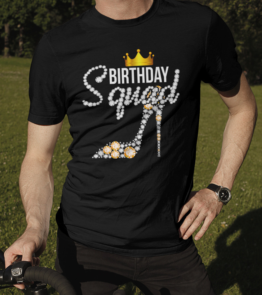 Birthday Squad Girly Golden Crown Pink Shoe T-Shirt