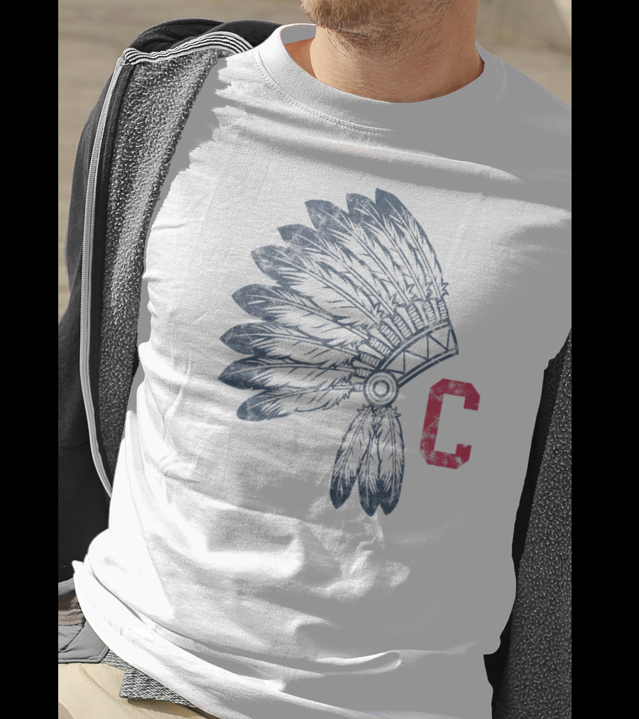 Block C Cleveland Native American Headdress T-Shirt