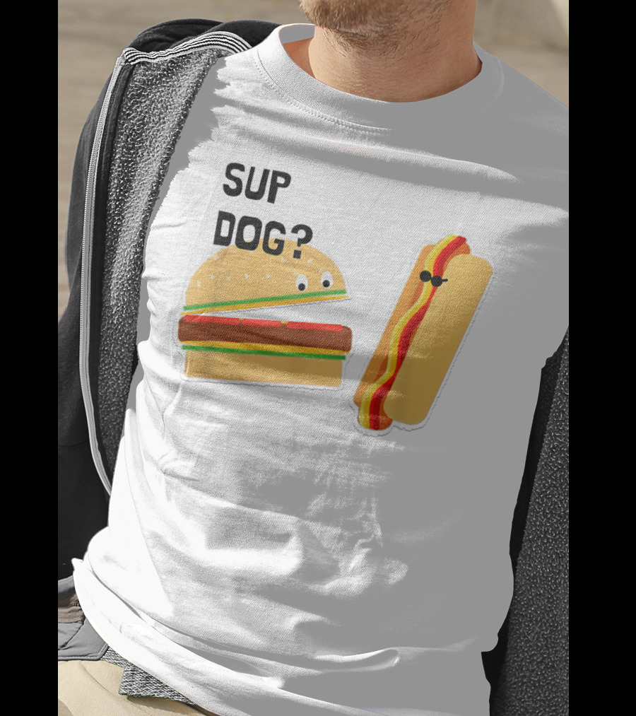 Burger And Hot Dog Sup Dog Funny Conversation T-Shirt