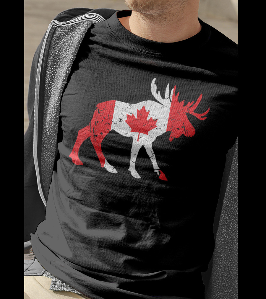 Canada Maple Leaf Moose Canadian Flag Emblem T-Shirt