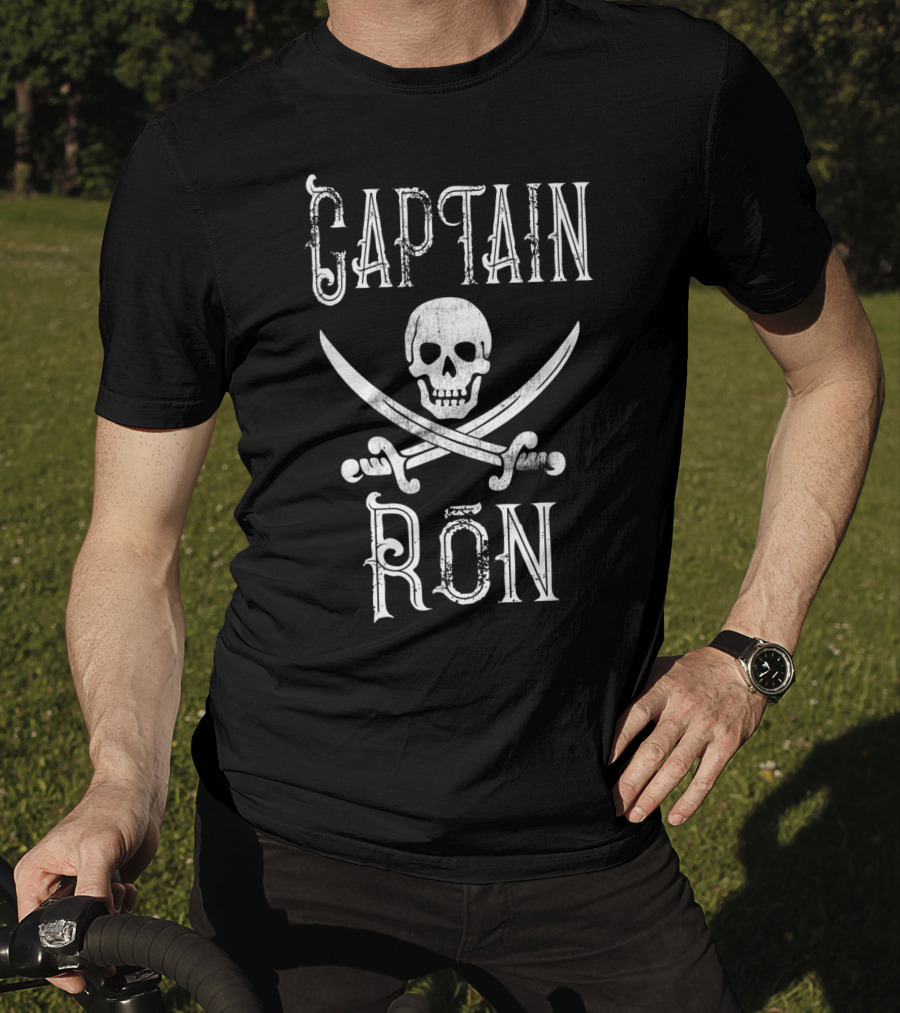 Captain Ron Vintage Pirate Skull And Crossed Swords T-Shirt