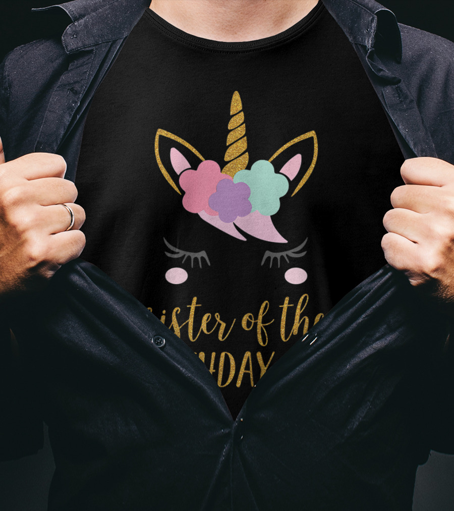 Sister Of The Birthday Girl Cute Unicorn T-Shirt