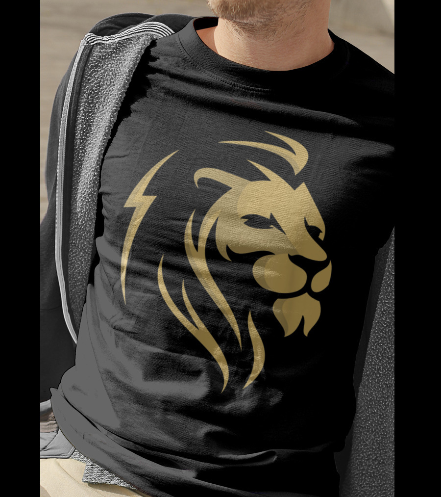 Gold Wilderness Lion Majestic Emblem T-Shirt