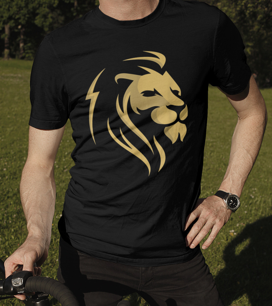 Gold Wilderness Lion Majestic Emblem T-Shirt