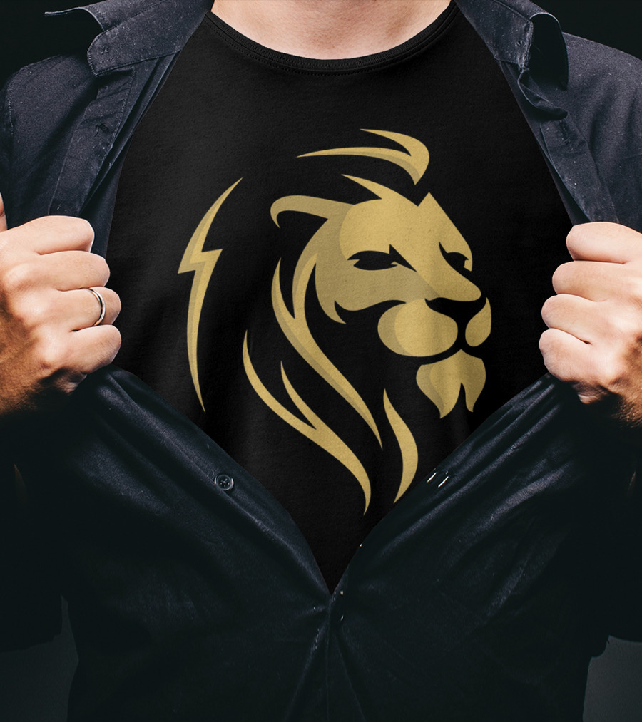Gold Wilderness Lion Majestic Emblem T-Shirt