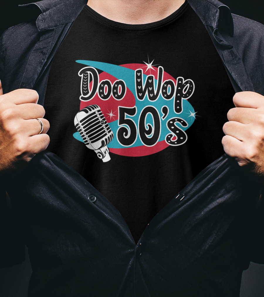 Doo Wop 50's Retro Microphone Sock Hop Rockabilly T-Shirt