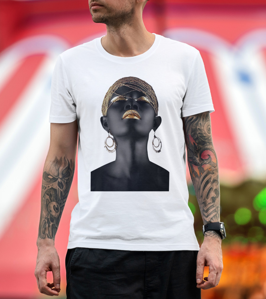 Afrocentric Midnight Queen Regal Gold Embellishments T-Shirt