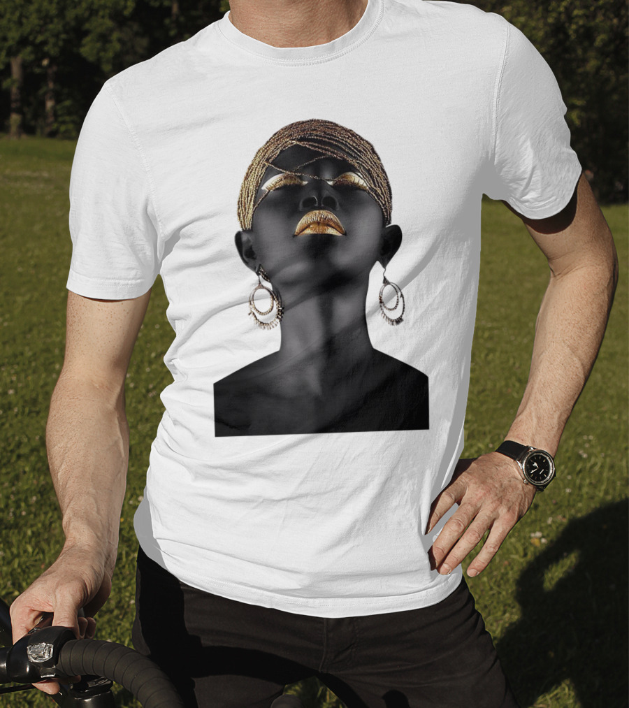 Afrocentric Midnight Queen Regal Gold Embellishments T-Shirt