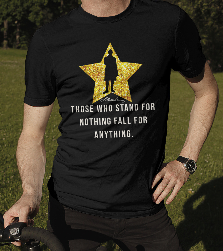 Alexander Hamilton Signature Silhouette Gold Star Quote History T-Shirt