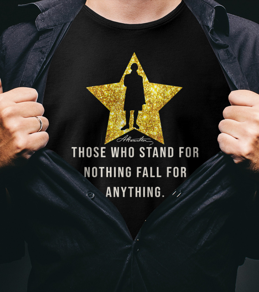 Alexander Hamilton Signature Silhouette Gold Star Quote History T-Shirt