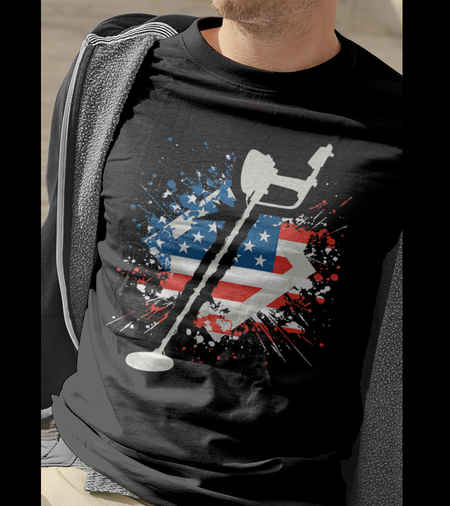 American Pride Patriotic Flag Metal Detector T-Shirt
