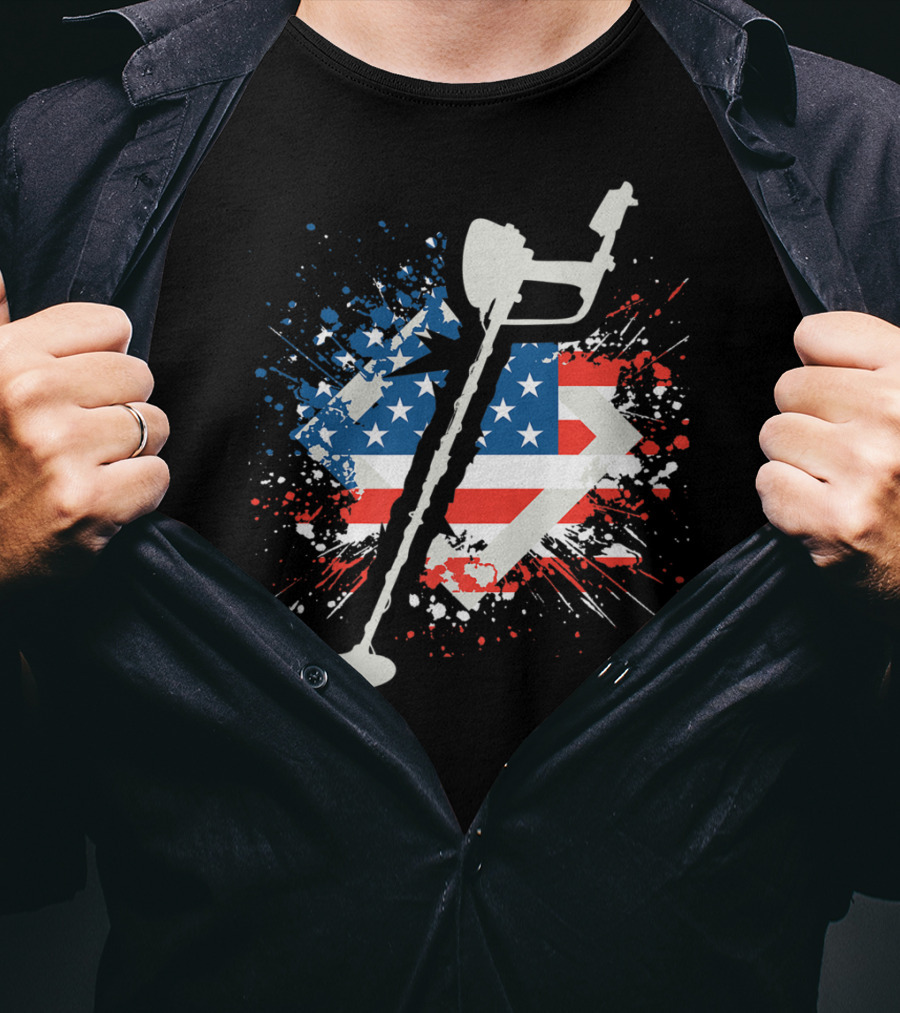 American Pride Patriotic Flag Metal Detector T-Shirt