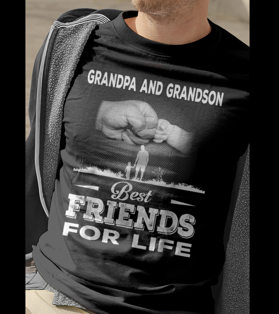 Grandpa And GrandSon Fist Bump Best Friends For Life Generations Together T-Shirt