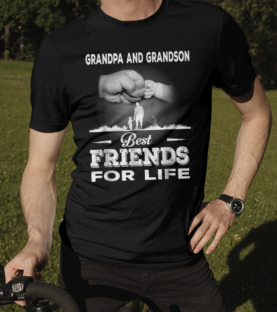 Grandpa And GrandSon Fist Bump Best Friends For Life Generations Together T-Shirt